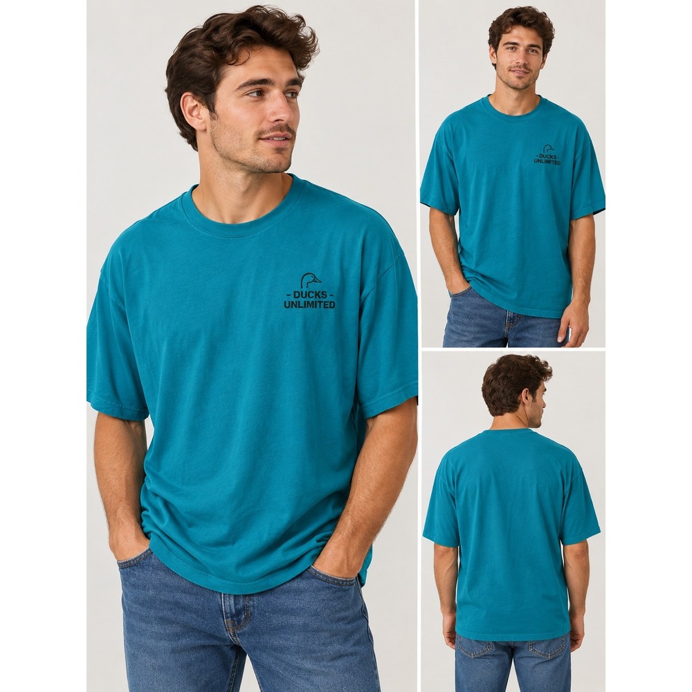 Gildan Ultra Cotton Men's T-Shirt 2 XL Blue Ducks Unlimited Branding